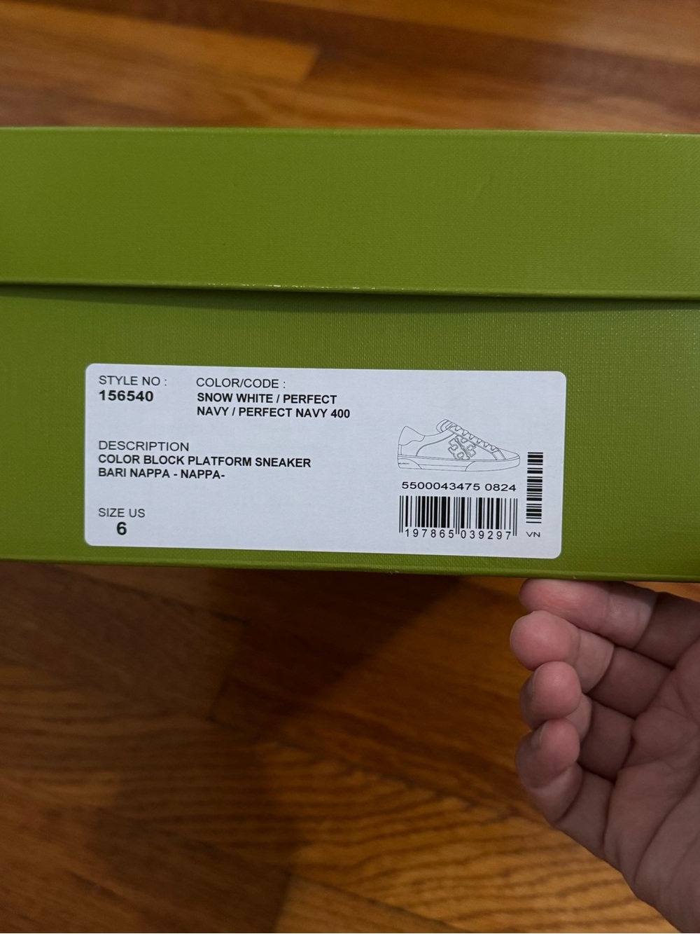 Tory Burch Signature Color Block Platform Leather Sneaker Shoes in White/ Black - Picture 7 of 7